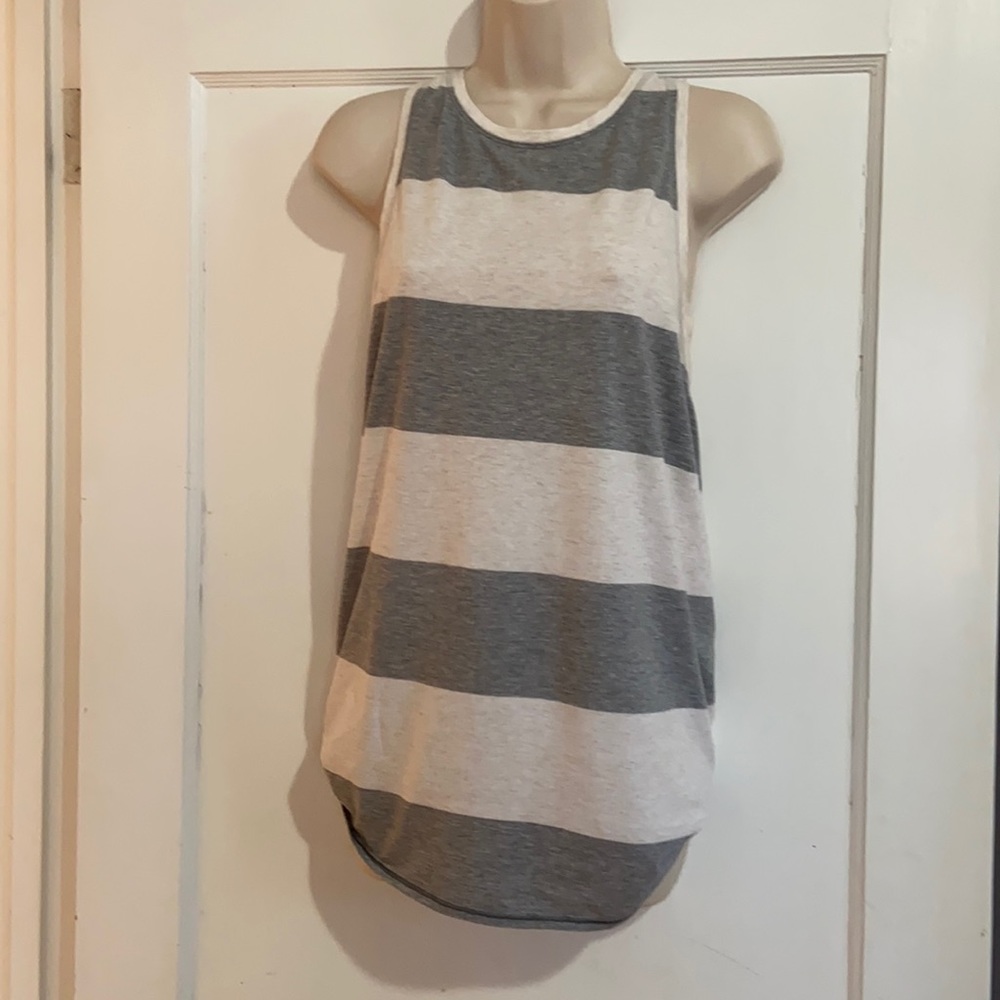 Lululemon gray/cream stripe tie back tank top